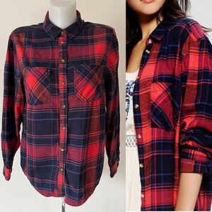 Urban Outfitters BDG Plaid Flannel Shirt Button Down Casual Shirt Top Sz S